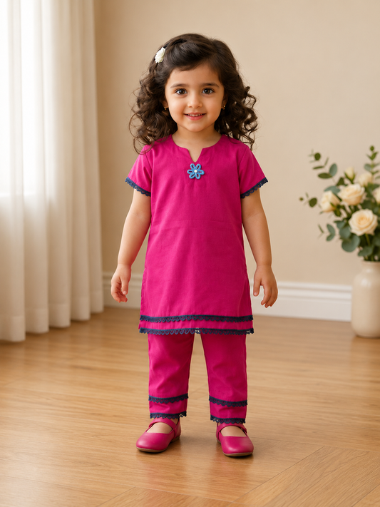 Girls 2 Piece Suit for 2–3 Years Kids – Cotton Kameez & Shalwar | Comfortable Casual & Party Wear