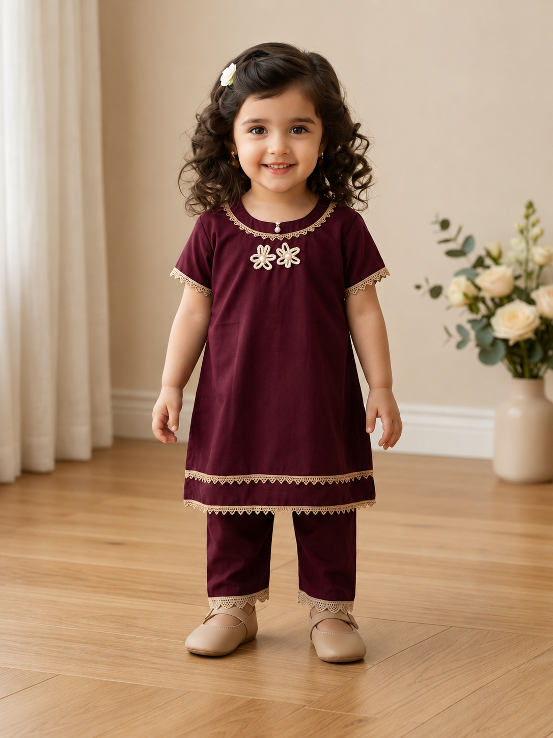 Girls 2 Piece Suit for 2–3 Years Kids – Cotton Kameez & Shalwar | Comfortable Casual & Party Wear