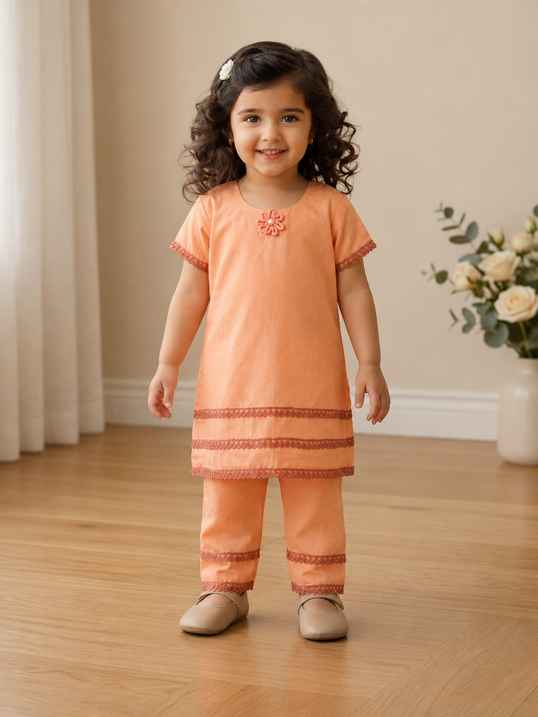 Girls 2 Piece Suit for 2–3 Years Kids – Cotton Kameez & Shalwar | Comfortable Casual & Party Wear