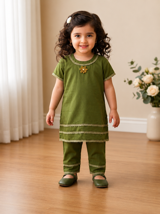 Girls 2 Piece Suit for 2–3 Years Kids – Cotton Kameez & Shalwar | Comfortable Casual & Party Wear